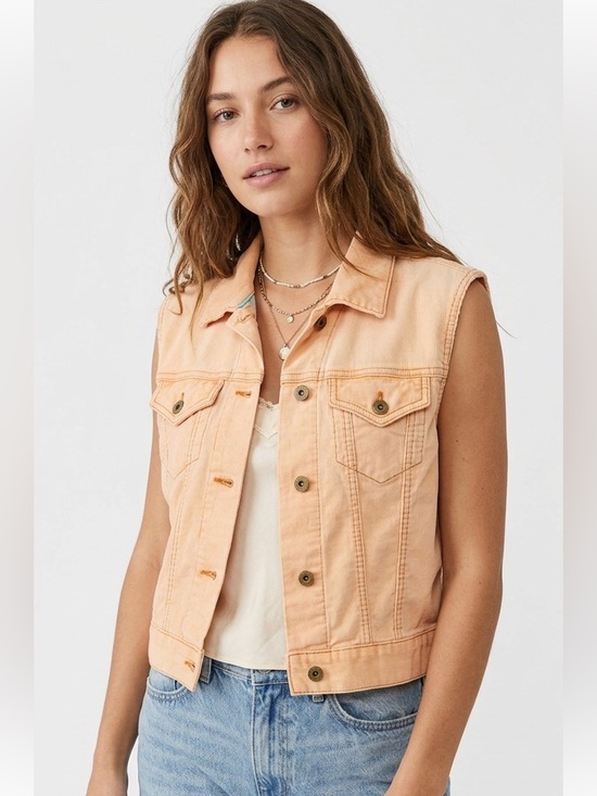 Gap Jackets & Blazers - Vintage Gap Sleeveless Cropped Corduroy Vest Neon Orange size S Y2K 90s Boho